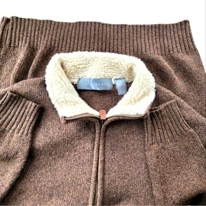 *Vtg*Sherpa Oscar De la Renta men's full front zip sherpa collar‎ pullover
